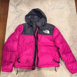 The North Face Fuchsia and Charcoal Puffer Jacket